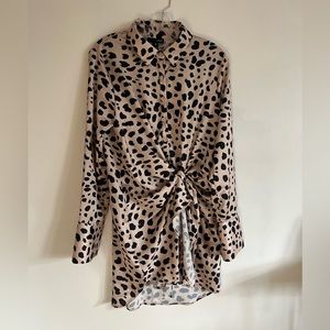 AQUA Tie-Front Shirt Dress